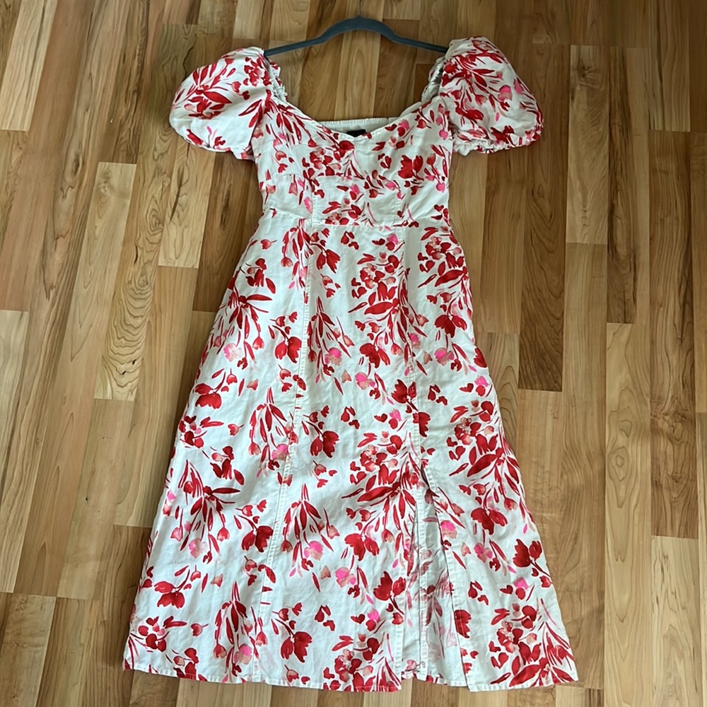 Banana Republic Red Floral Midi Dress
